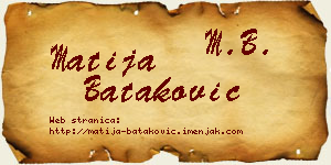 Matija Bataković vizit kartica